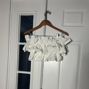 White Ruffled Crop Top